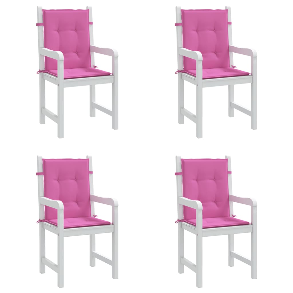 Low-back chair cushions, 4 pcs, pink fabric