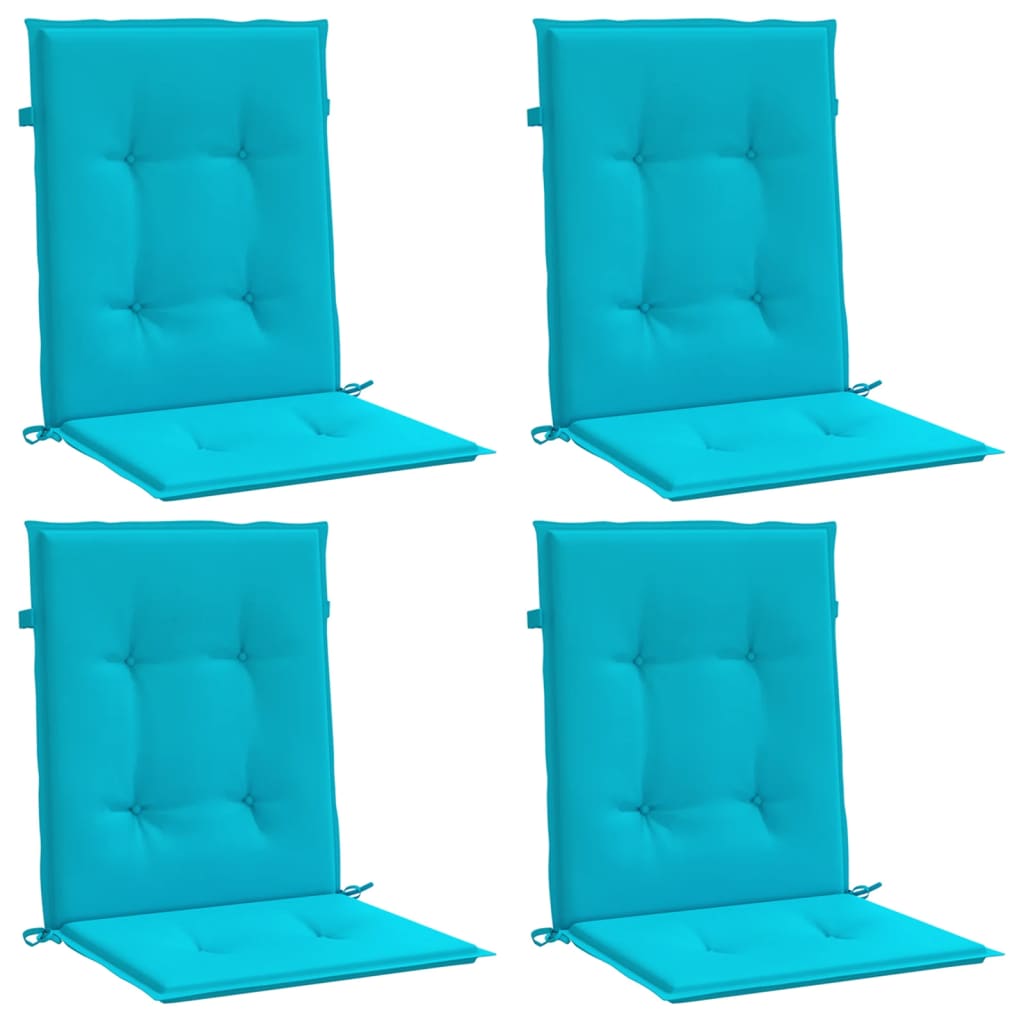 Low-back cushion pads, 4 pcs, turquoise fabric