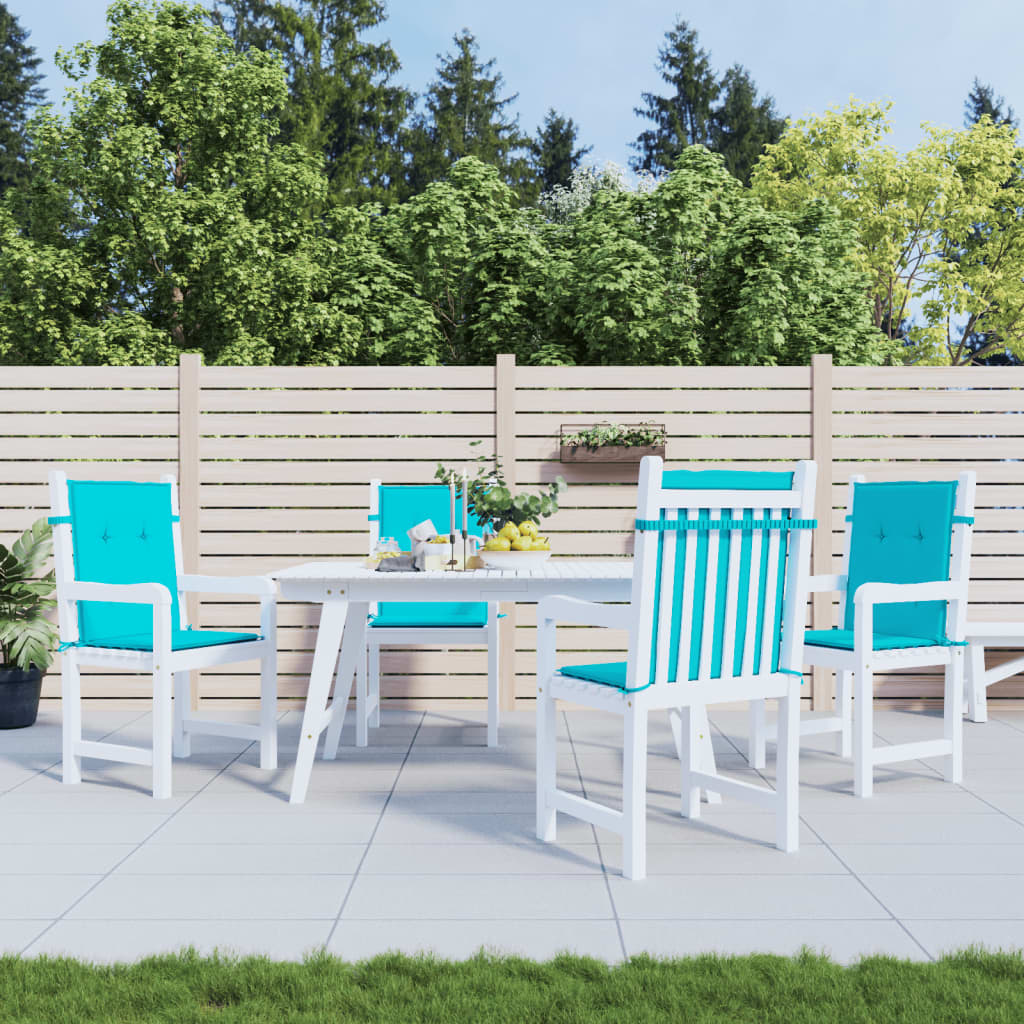 Low-back cushion pads, 4 pcs, turquoise fabric