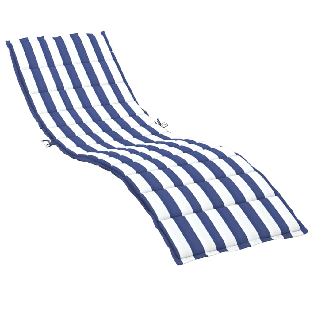 Matelas de transat rayé bleu et blanc en tissu Oxford