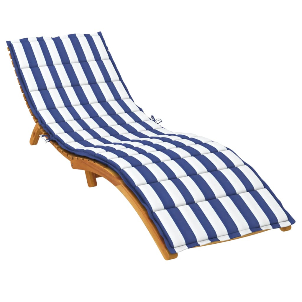 Matelas de transat rayé bleu et blanc en tissu Oxford