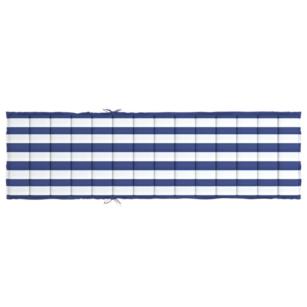 Matelas de transat rayé bleu et blanc en tissu Oxford