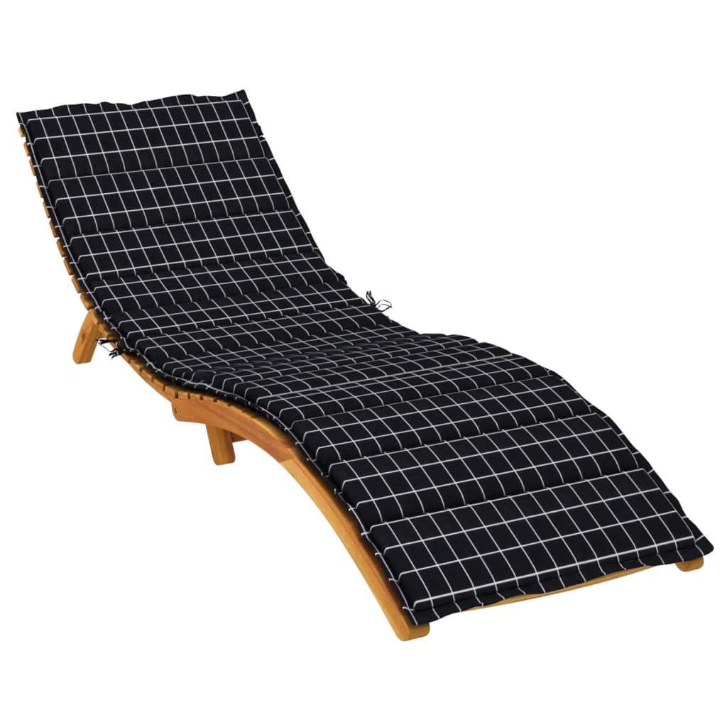 Coussin pour chaise longue noir motif carreaux tissu Oxford