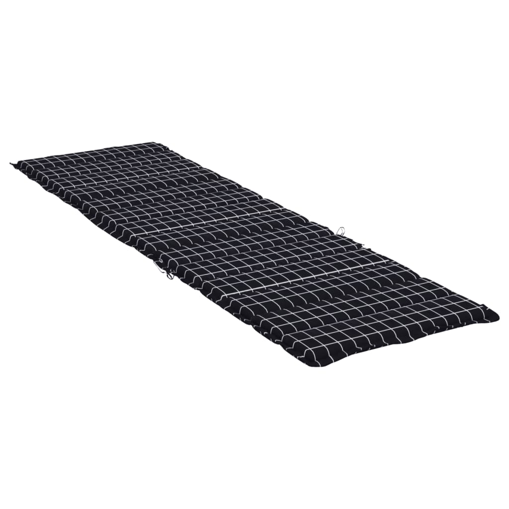 Coussin pour chaise longue noir motif carreaux tissu Oxford