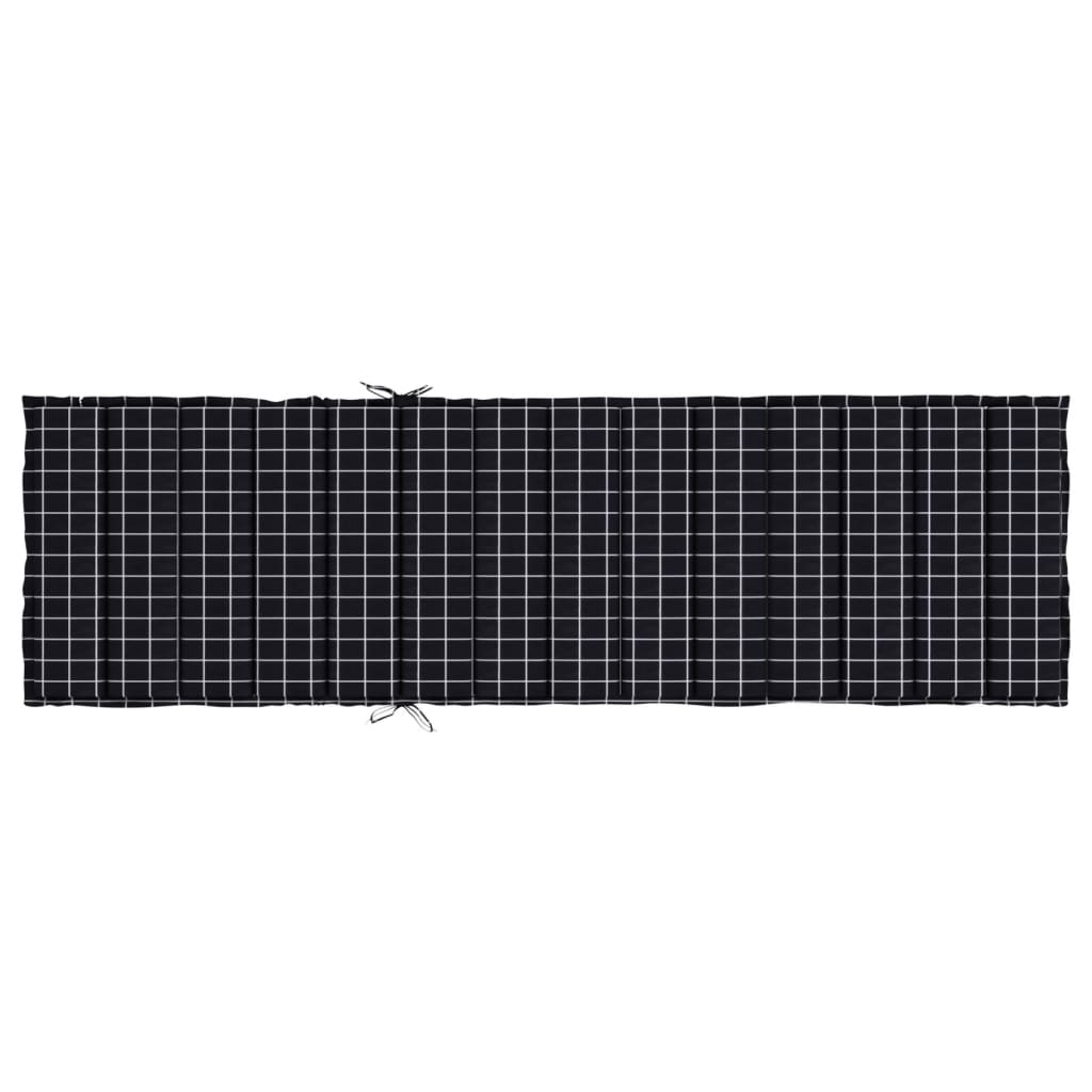 Coussin pour chaise longue noir motif carreaux tissu Oxford