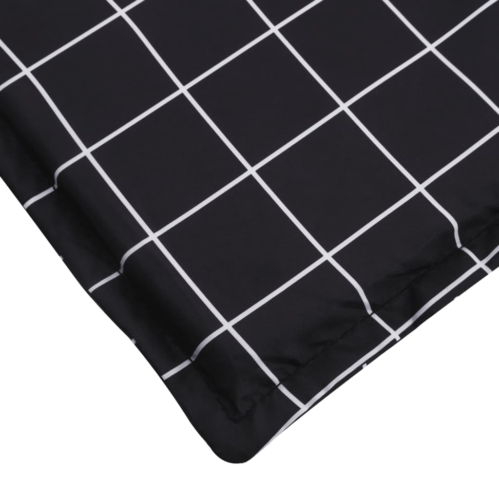 Coussin pour chaise longue noir motif carreaux tissu Oxford