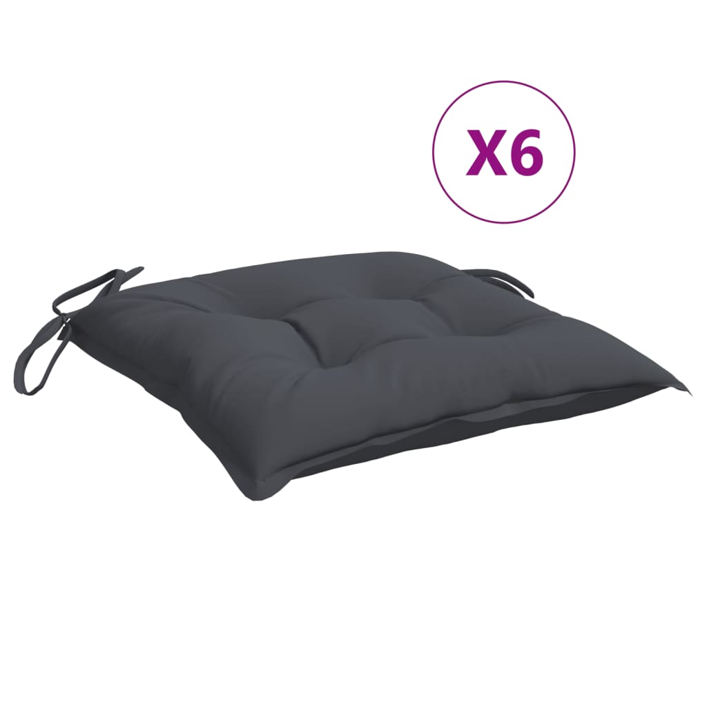 Coussins de chaise 6 pièces Anthracite 40x40x7 cm Tissu Oxford