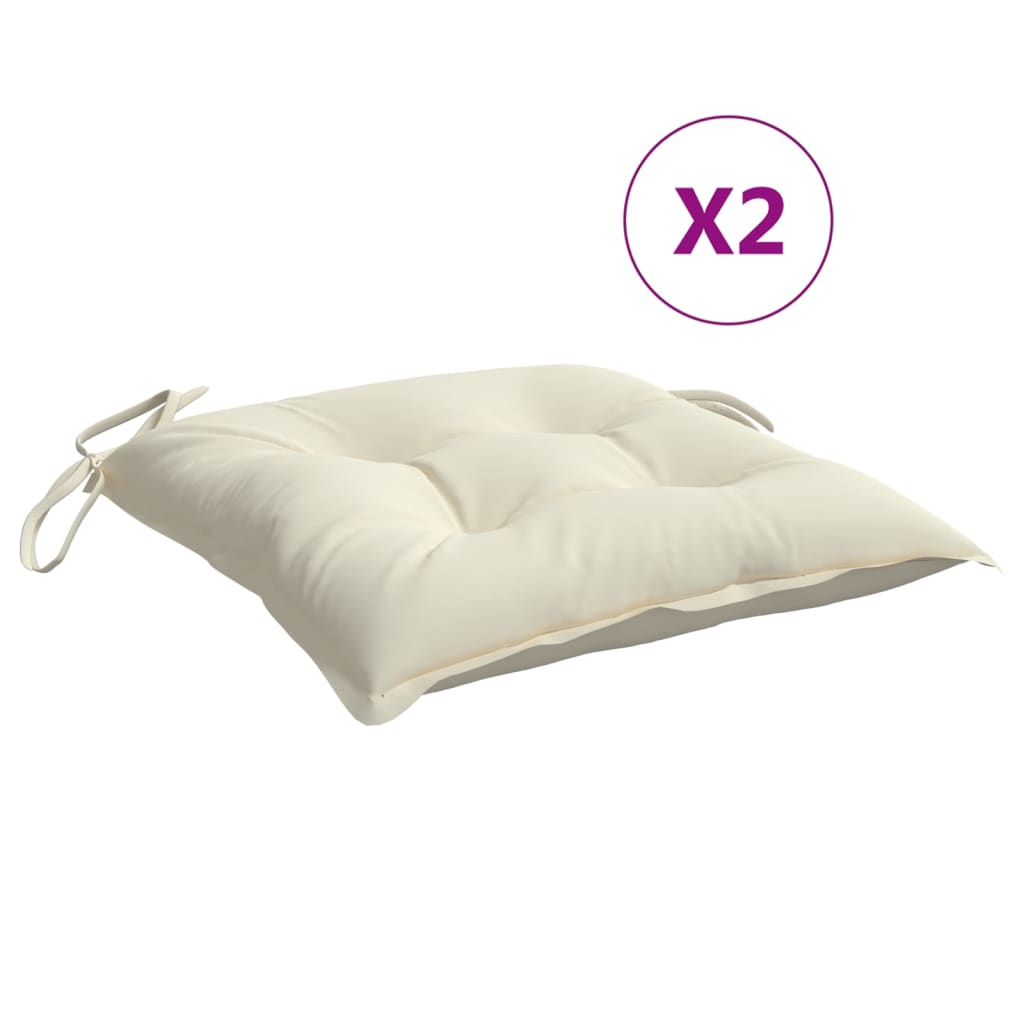 Coussins de chaise 2 pcs Blanc crème 40x40x7 cm Tissu Oxford