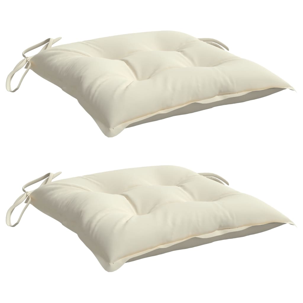 Coussins de chaise 2 pcs Blanc crème 40x40x7 cm Tissu Oxford