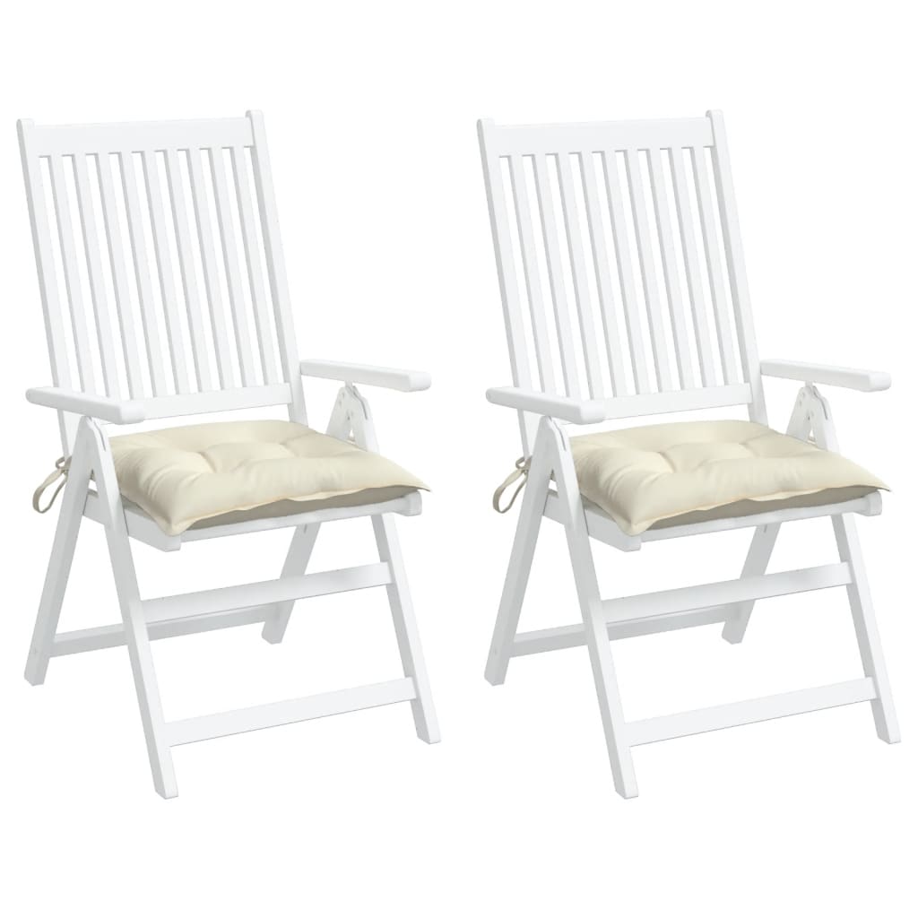 Coussins de chaise 2 pcs Blanc crème 40x40x7 cm Tissu Oxford