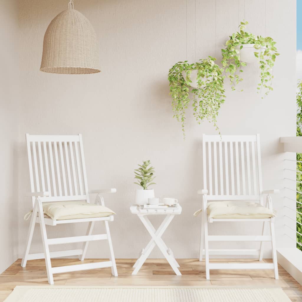 Coussins de chaise 2 pcs Blanc crème 40x40x7 cm Tissu Oxford