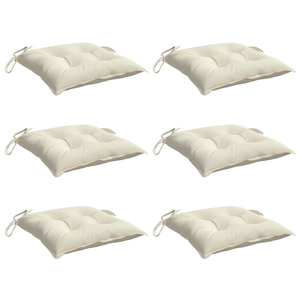 Seat Cushions 6 pcs. Cream White 40x40x7 cm Oxford Fabric
