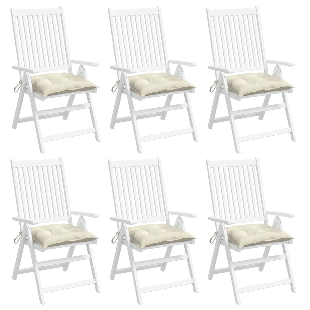 Seat Cushions 6 pcs. Cream White 40x40x7 cm Oxford Fabric