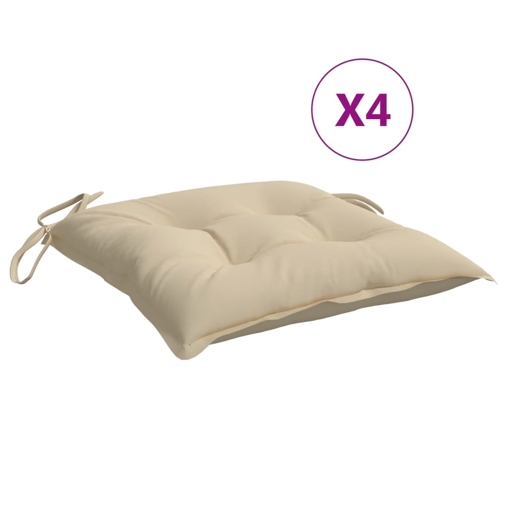 Chair Cushions 4 pcs. Beige 40x40x7 cm Oxford Fabric