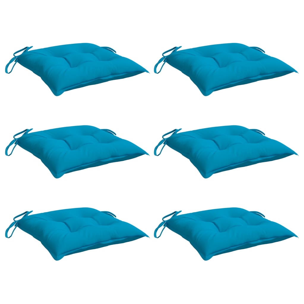 6 Light Blue Chair Cushions 40x40x7 cm Oxford Fabric