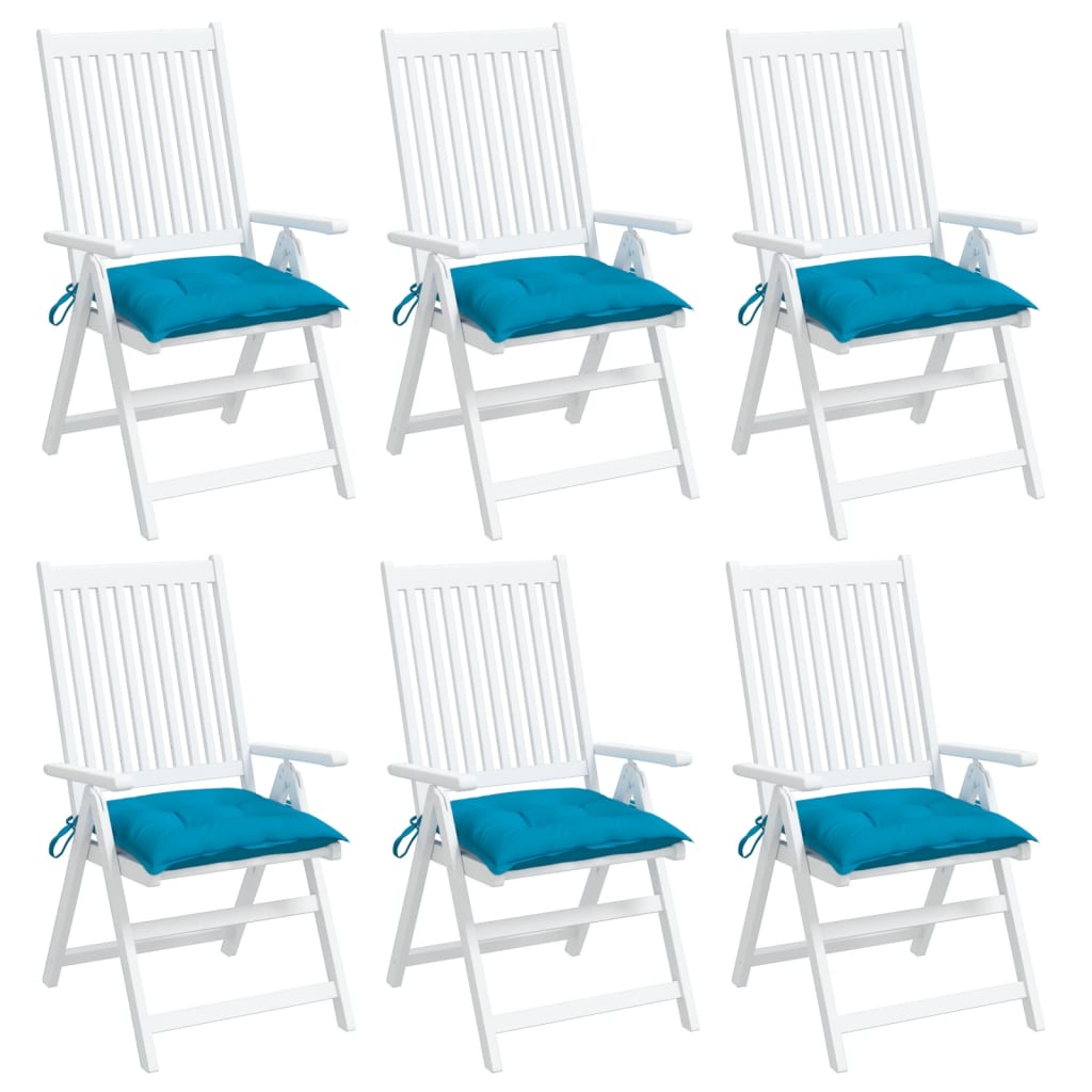 6 Light Blue Chair Cushions 40x40x7 cm Oxford Fabric