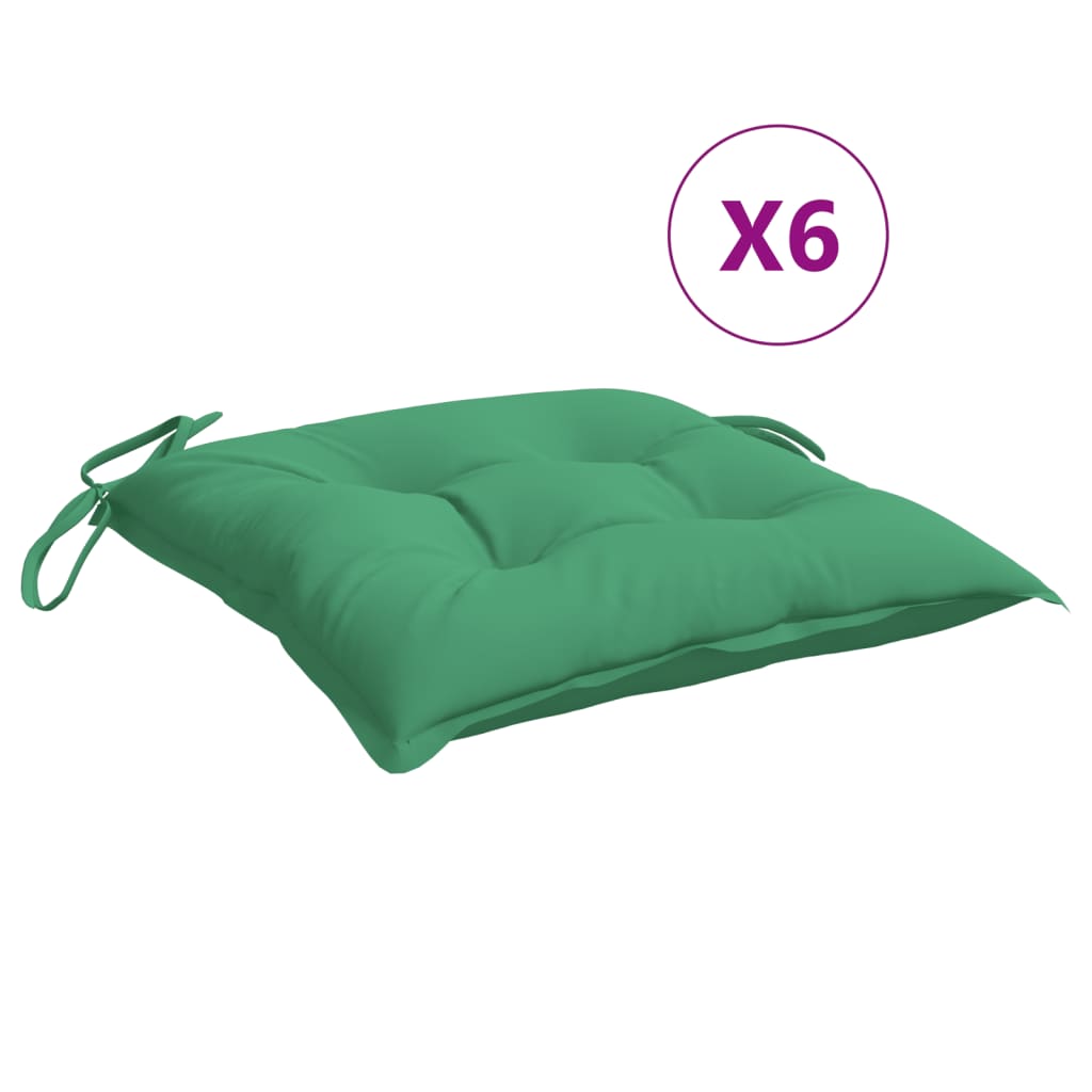 Coussins de chaise 6 pièces vert 40x40x7 cm Tissu Oxford