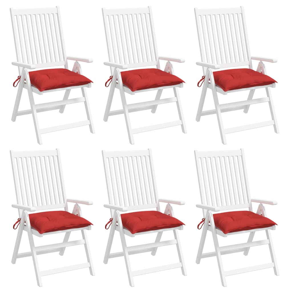 Coussins de chaise 6 pcs Rouge 40x40x7 cm Tissu Oxford