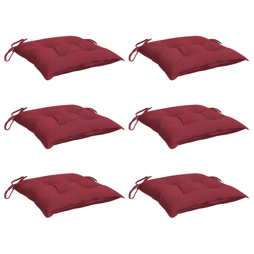 6 pcs. Burgundy Seat Cushions 40x40x7 cm Oxford Fabric