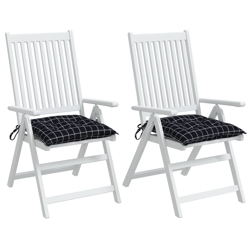 Chair Cushions 2 pcs. Black Plaid Pattern 40x40x7 cm Fabric