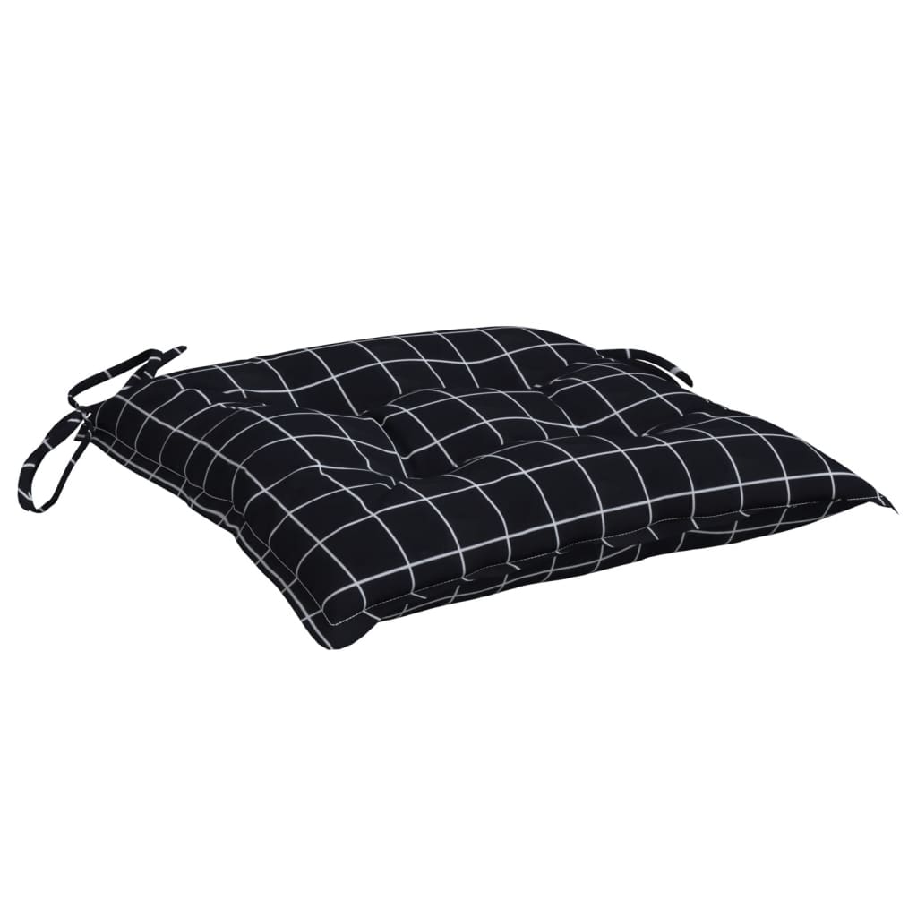 Chair Cushions 2 pcs. Black Plaid Pattern 40x40x7 cm Fabric