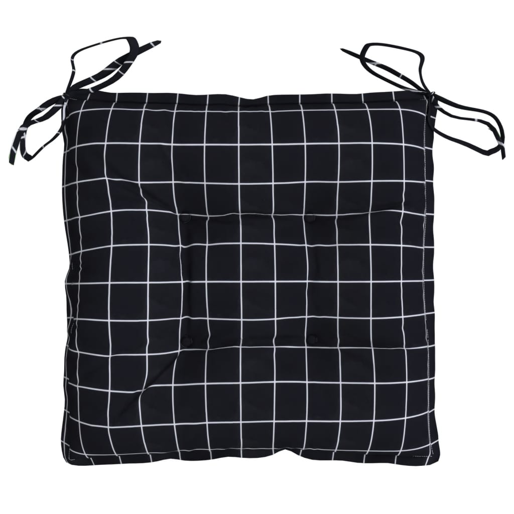 Chair Cushions 2 pcs. Black Plaid Pattern 40x40x7 cm Fabric