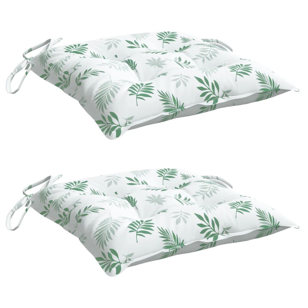 Coussins de chaise 2 p. motif feuille 40x40x7 cm Tissu