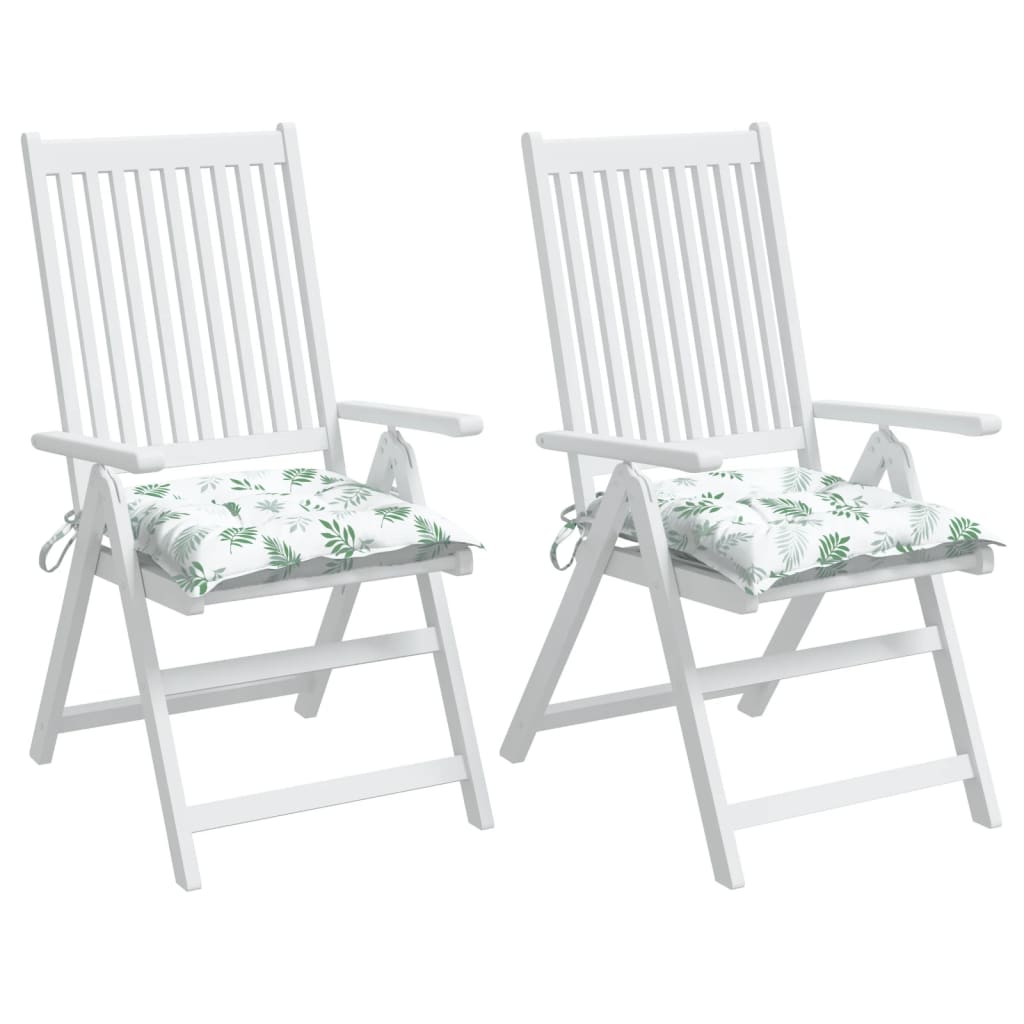 Coussins de chaise 2 p. motif feuille 40x40x7 cm Tissu