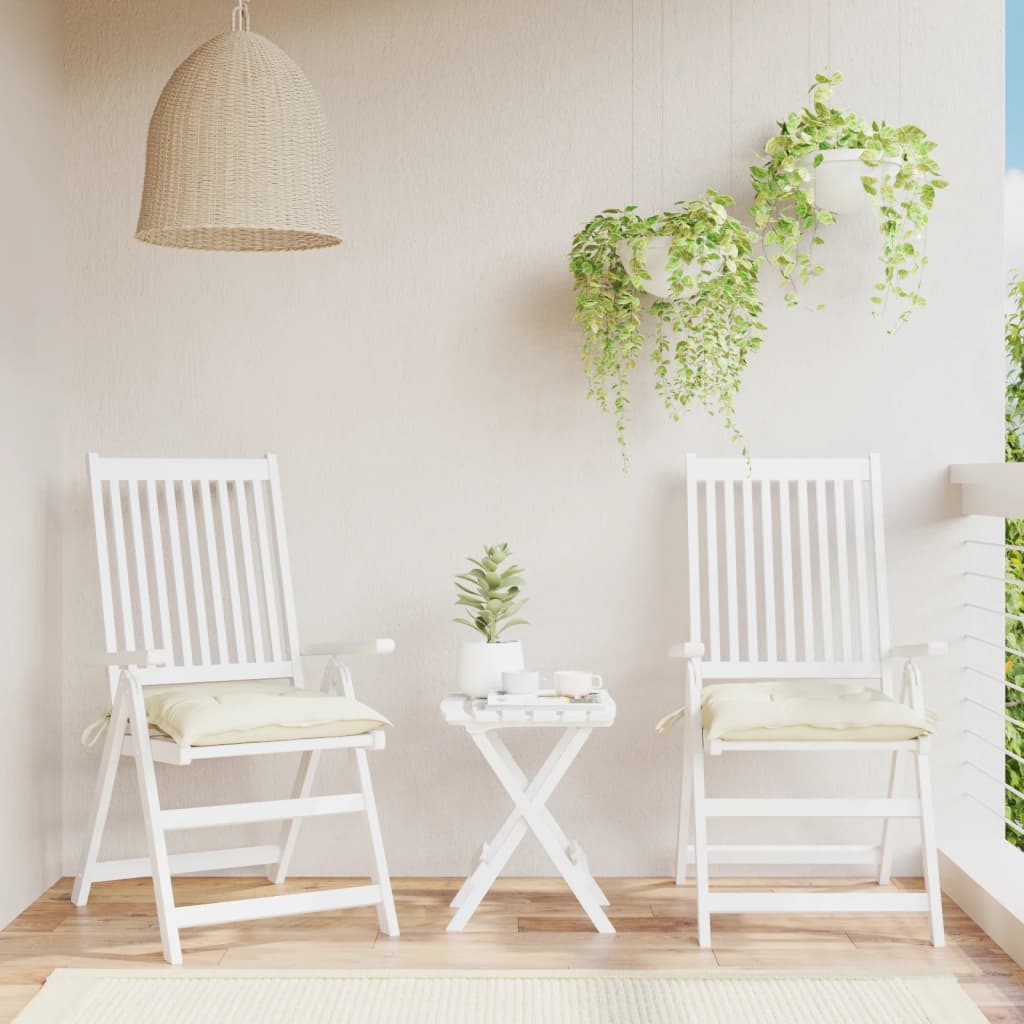 Chair cushions 2 pcs. Cream white 50x50x7 cm Oxford fabric