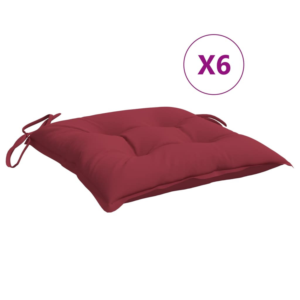 Coussins pour palettes 6 pcs. Lie de vin 50x50x7 cm Tissu Oxford
