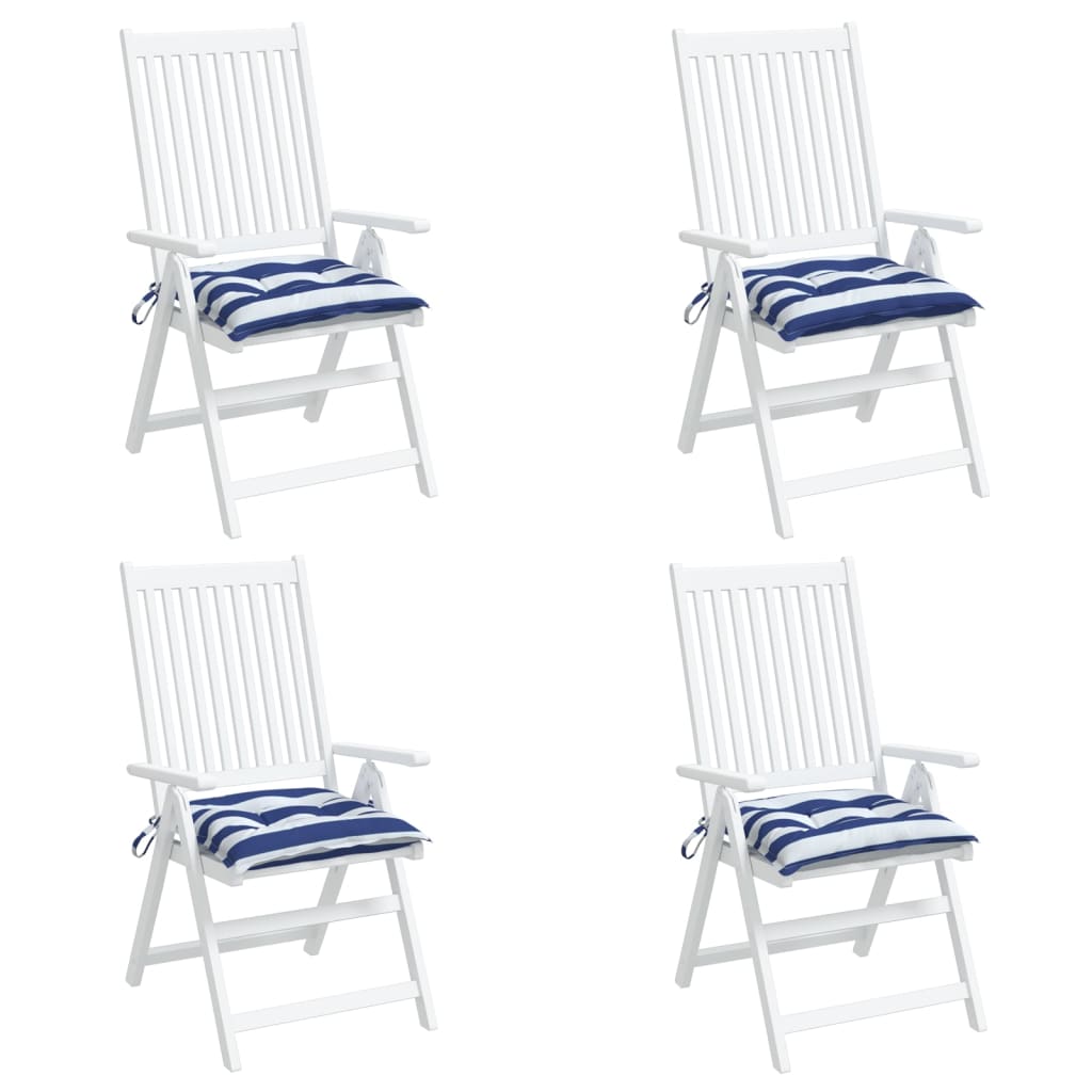 Chair Cushions 4 pcs. Blue & White Striped 50x50x7cm Oxford Fabric