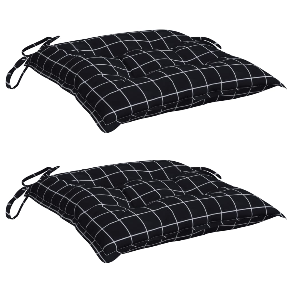 Chair Cushions 2 pcs. Black Gingham 50x50x7 cm Oxford Fabric