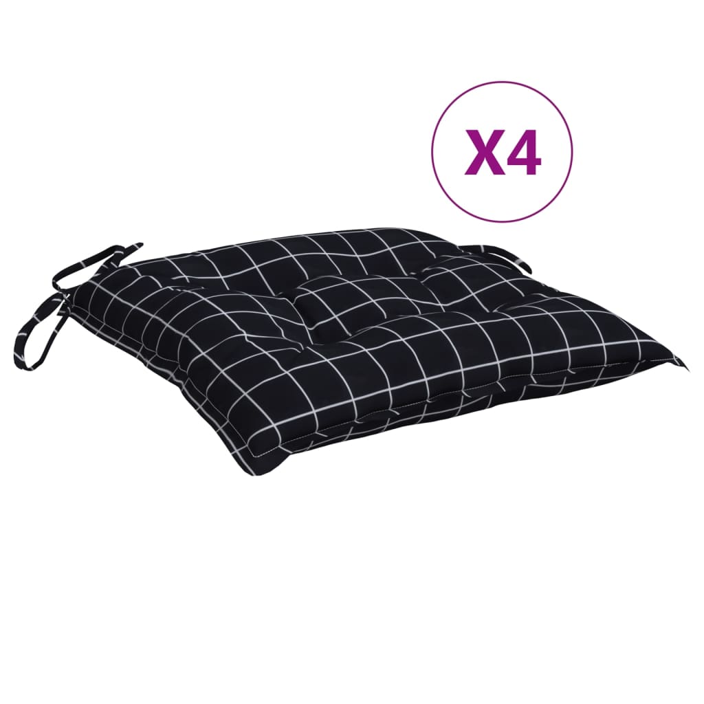 Chair Cushions 4 pcs. Black Plaid 50x50x7 cm Oxford Fabric