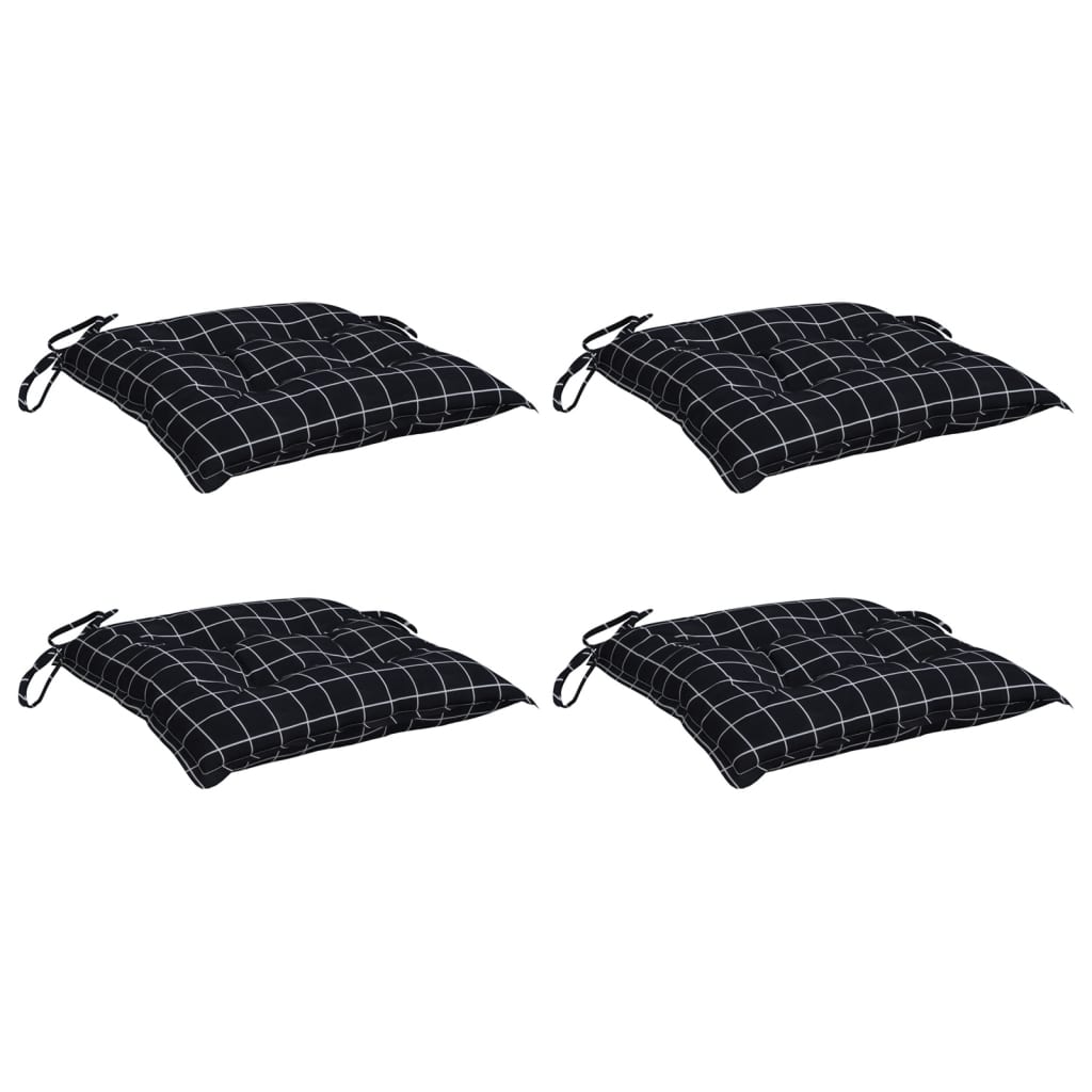 Chair Cushions 4 pcs. Black Plaid 50x50x7 cm Oxford Fabric