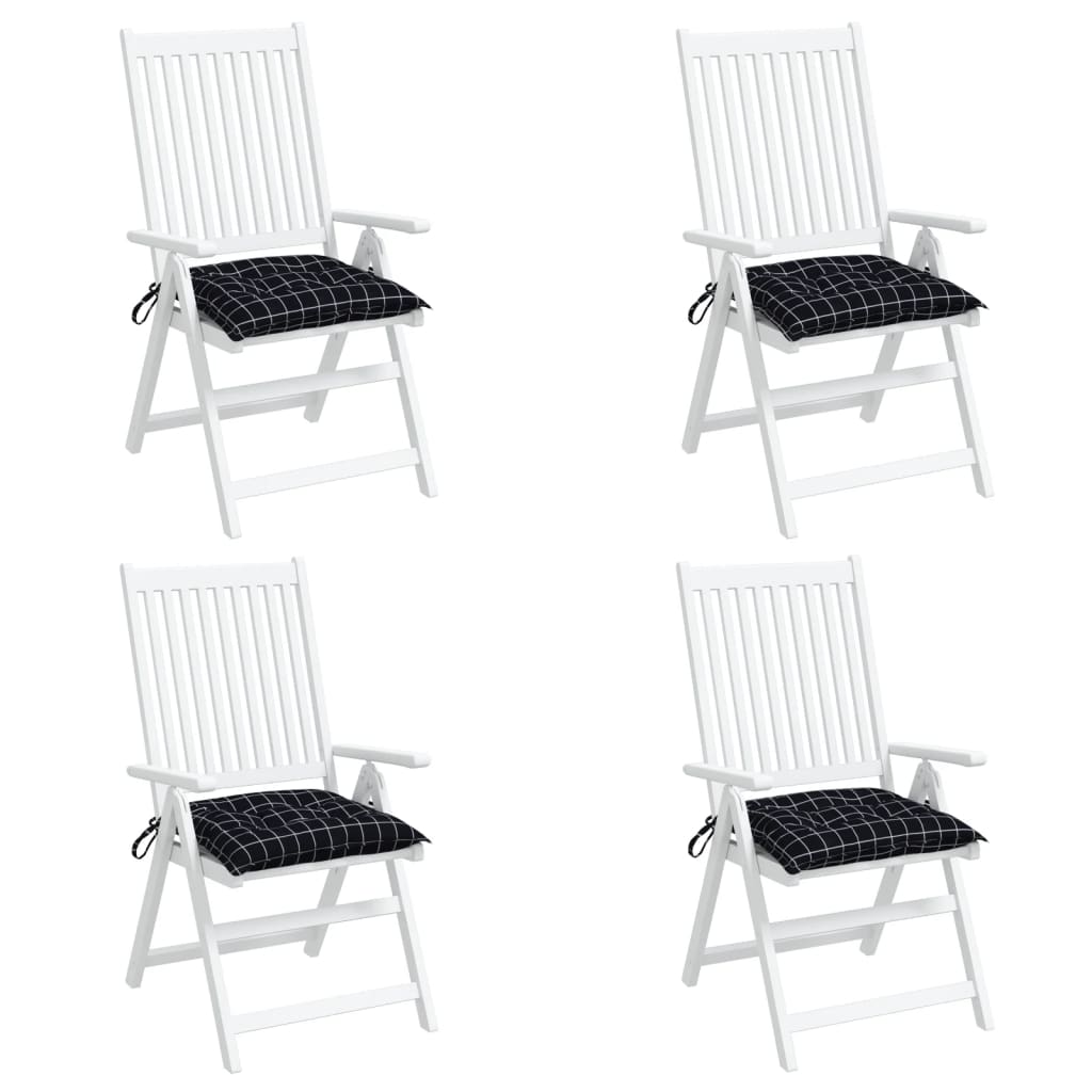 Chair Cushions 4 pcs. Black Plaid 50x50x7 cm Oxford Fabric