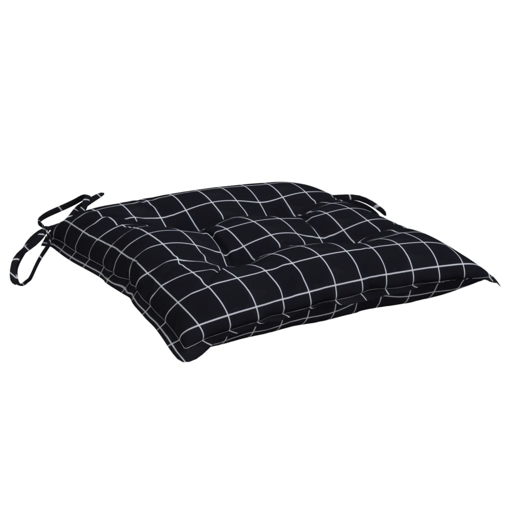 Chair Cushions 4 pcs. Black Plaid 50x50x7 cm Oxford Fabric