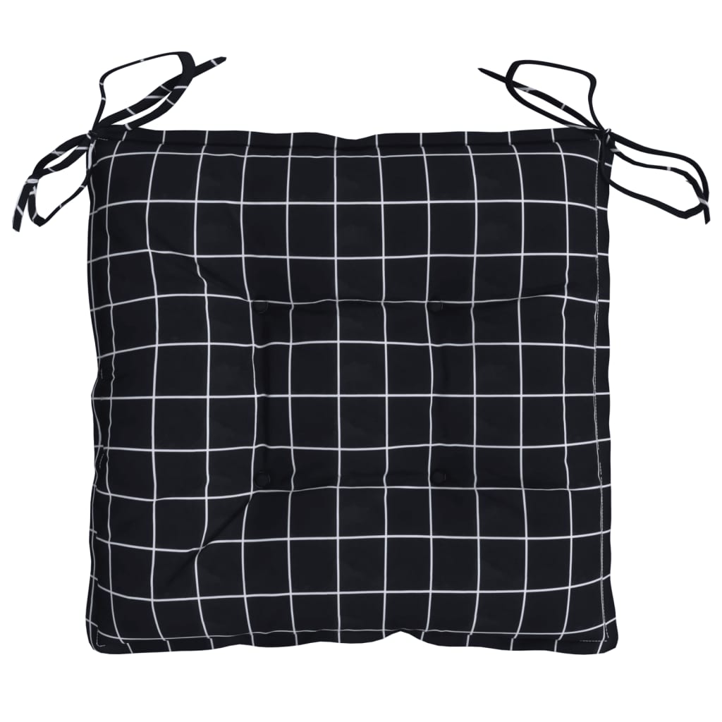 Chair Cushions 4 pcs. Black Plaid 50x50x7 cm Oxford Fabric