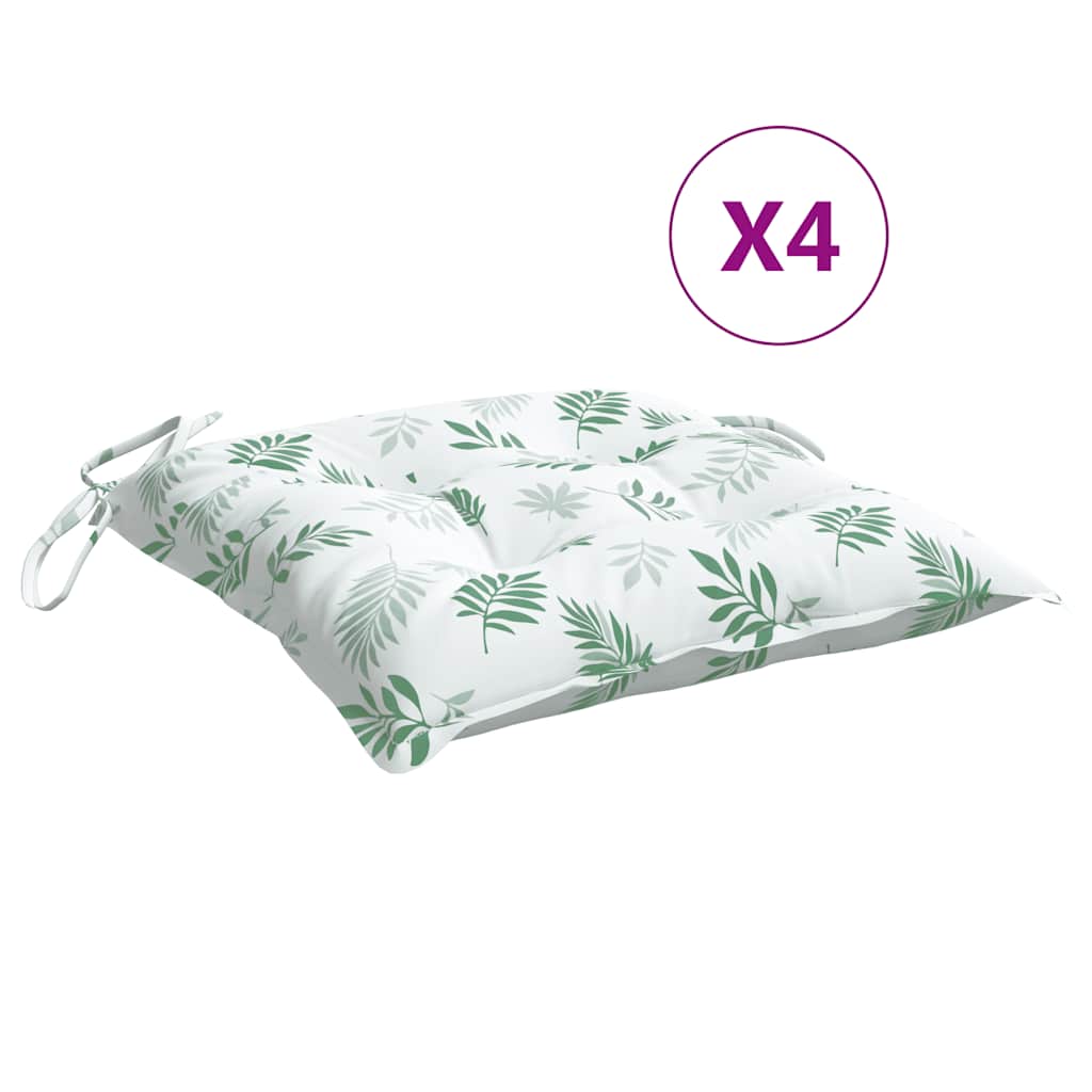 Coussins de chaise 4 pcs Motif feuilles 50x50x7 cm Tissu Oxford