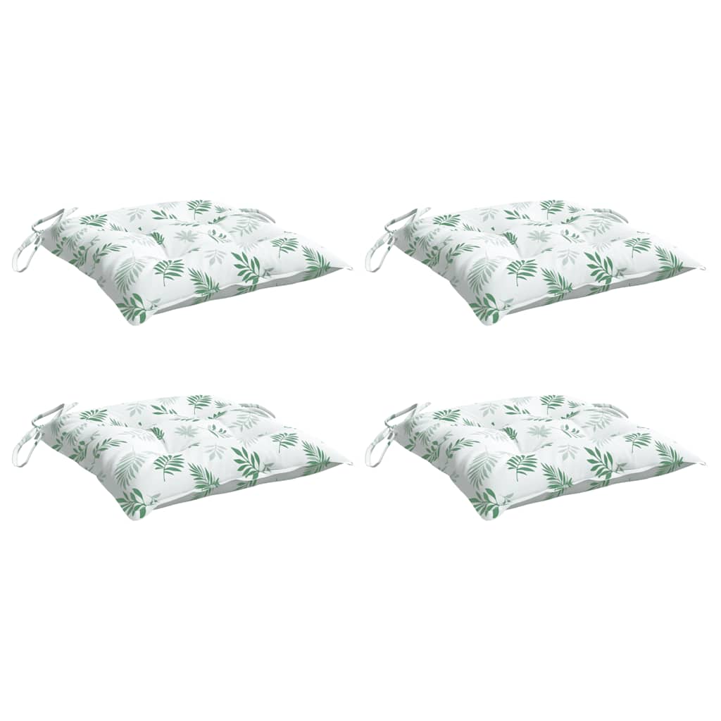 Coussins de chaise 4 pcs Motif feuilles 50x50x7 cm Tissu Oxford