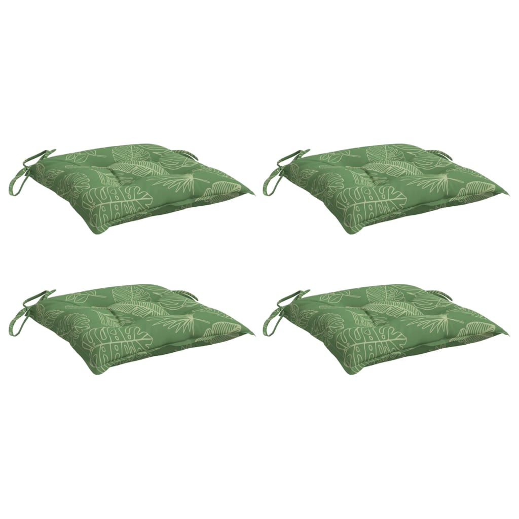 Seat cushions 4 pcs. leaf pattern 50x50x7 cm fabric