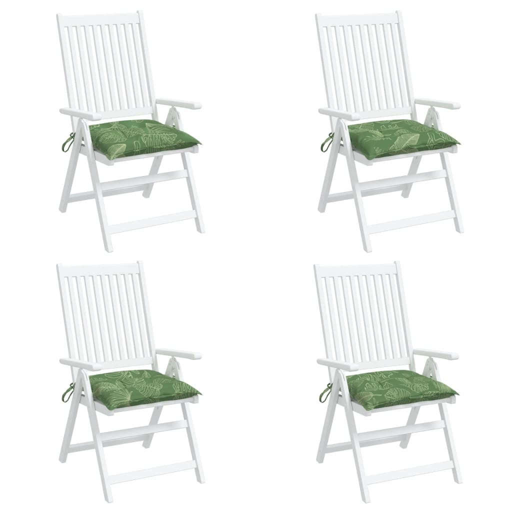Seat cushions 4 pcs. leaf pattern 50x50x7 cm fabric