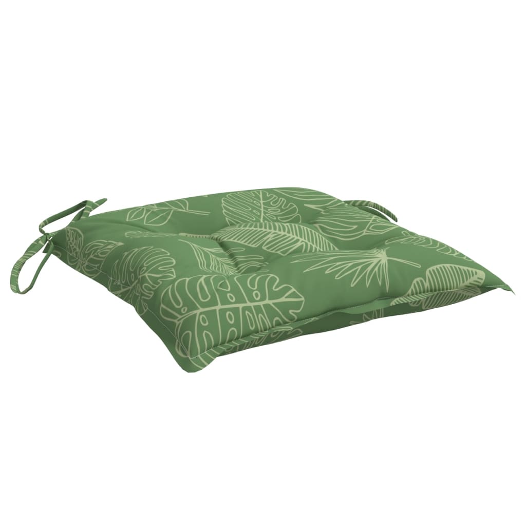 Seat cushions 4 pcs. leaf pattern 50x50x7 cm fabric
