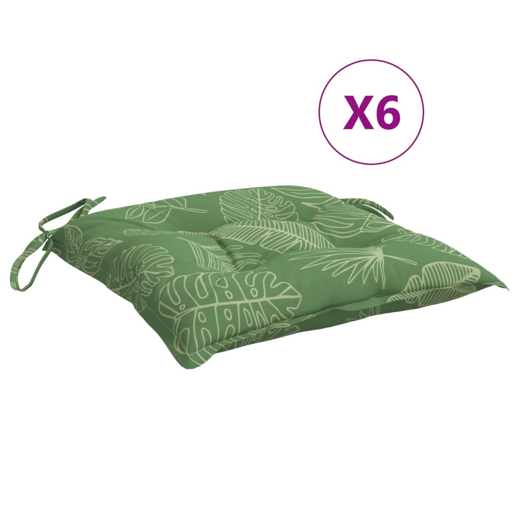 Seat Cushions 6 pcs. Leaf Pattern 50x50x7 cm Fabric