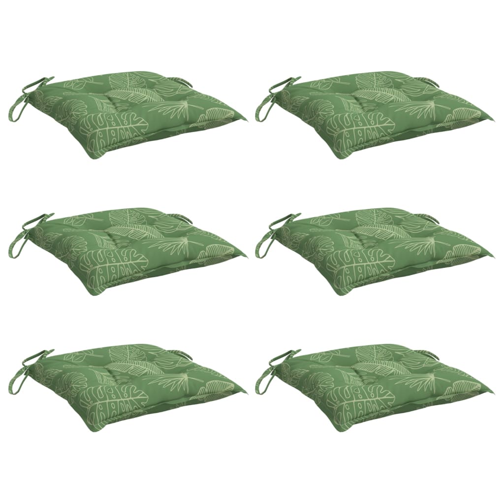 Seat Cushions 6 pcs. Leaf Pattern 50x50x7 cm Fabric