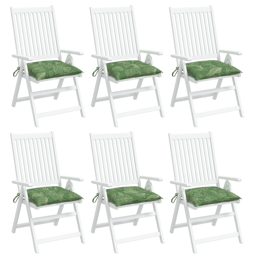 Seat Cushions 6 pcs. Leaf Pattern 50x50x7 cm Fabric
