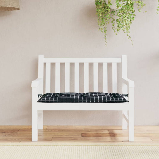 Garden Bench Cushion Black Plaid Pattern 100x50x7 cm Oxford Fabric