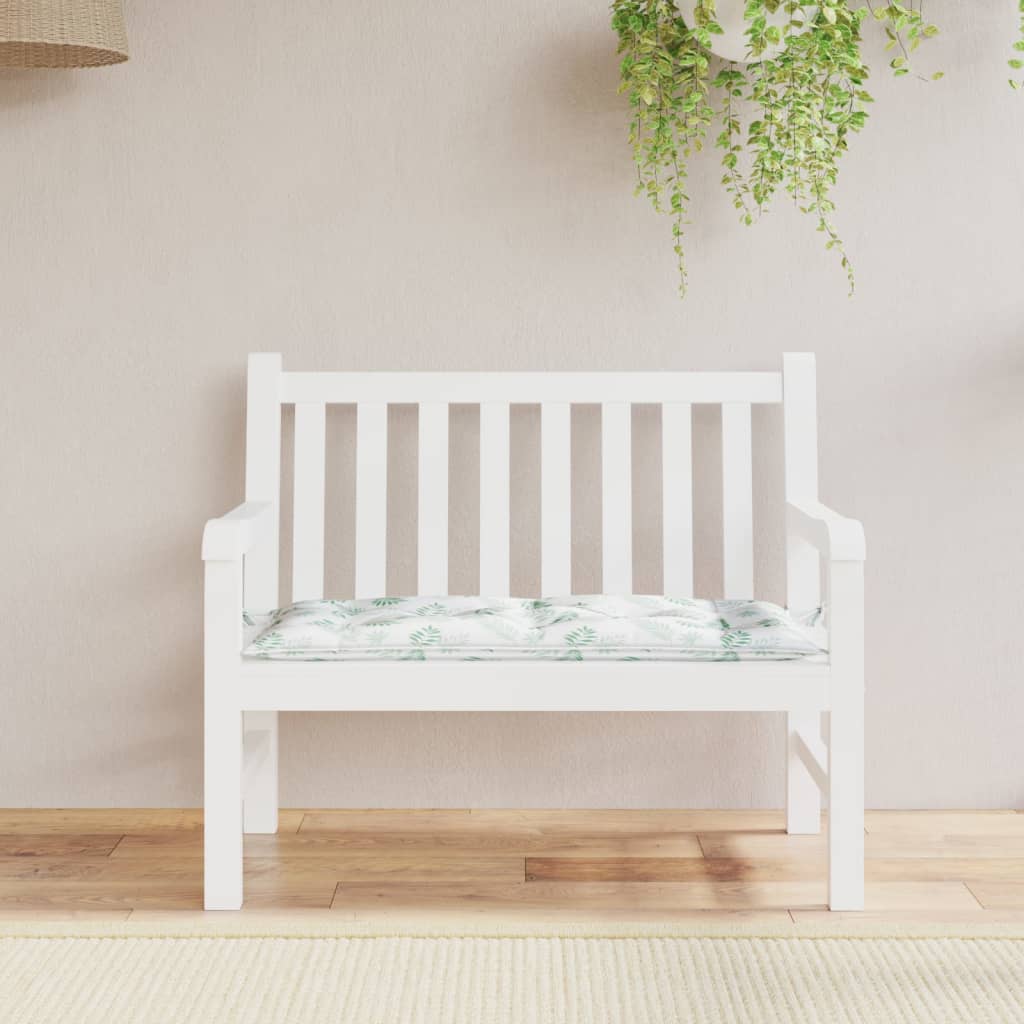 Coussin de banc de jardin motif feuilles 100x50x7 cm Tissu Oxford