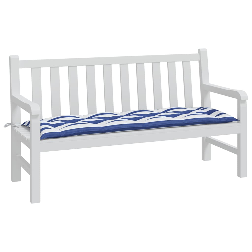 Garden Bench Cushion Blue & White Striped 150x50x7 cm