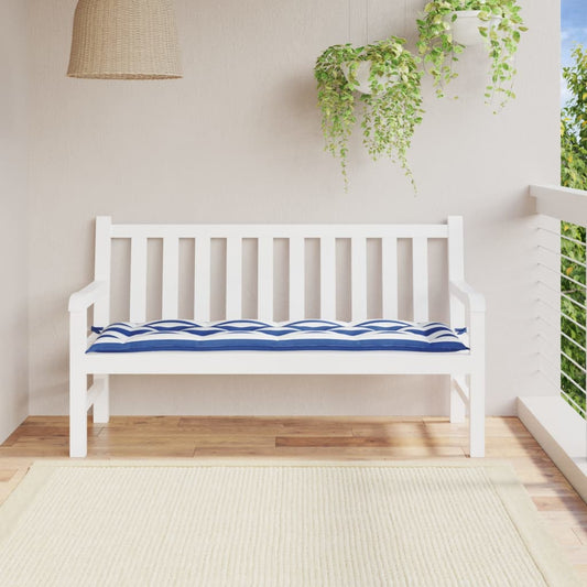 Garden Bench Cushion Blue & White Striped 150x50x7 cm