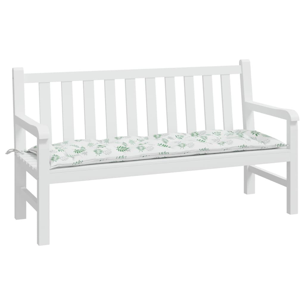 Coussin de banc de jardin motif feuille 150x50x7 cm Tissu Oxford